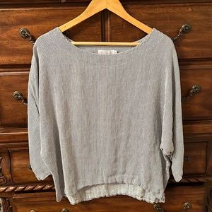 100% linen COSSET top delicate blue white striped size M